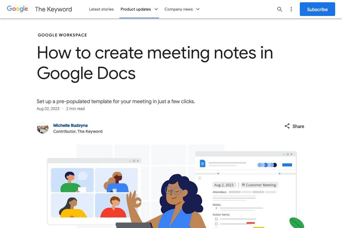 Googleドキュメントで時短テク、数クリックで「会議メモ」を作るコツ